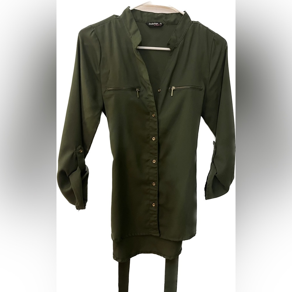 Olive green button down shirt